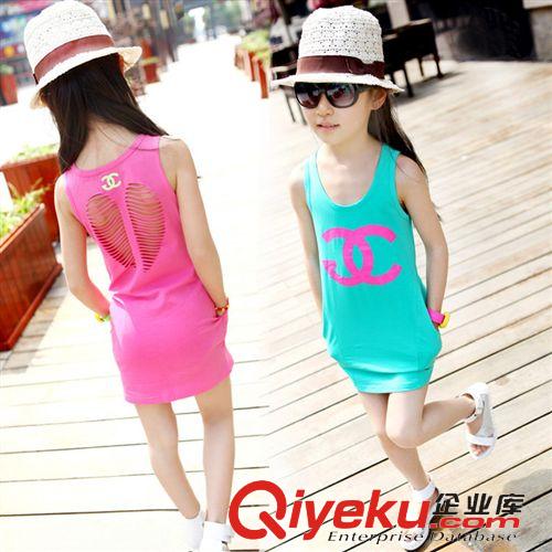 一件代發(fā) 2015夏季新款女童連衣裙中大童純棉桃心包臀背心連衣裙韓版連衣裙