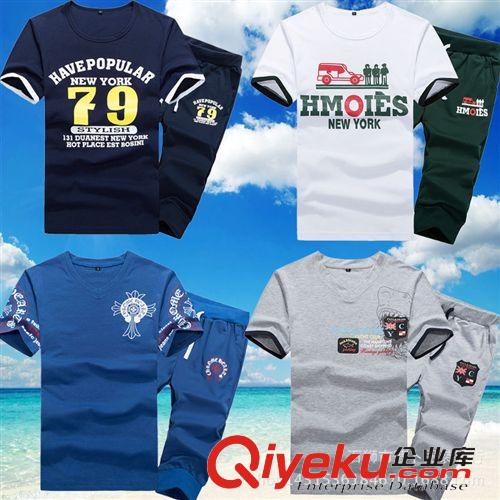 短袖套裝 2015夏季運動套裝男女情侶款短褲純棉運動服薄氣廠家直銷