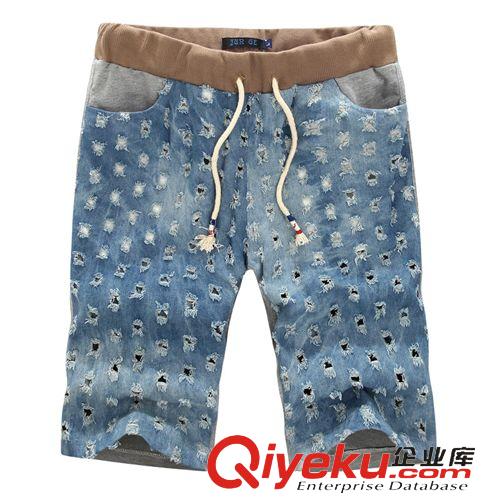 男裝夏裝 淘寶代理男士中褲 夏季男裝新款韓版大碼水洗牛仔五分褲批發(fā)K5877原始圖片2