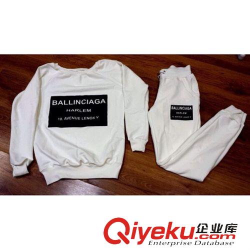 衛(wèi)衣/套裝 外貿(mào)歐美新款衛(wèi)衣套裝 方塊字母印花 長袖休閑運動服套裝衛(wèi)衣女原始圖片3