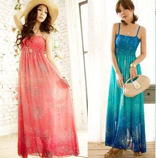 波西米亞長裙 2014 夏季無袖碎花雪紡連衣裙波西米亞裙度假沙灘裙長裙女