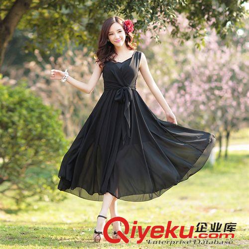 波西米亞連衣裙 實(shí)拍2015 新款女裝夏季修身短袖 雪紡連衣裙子氣質(zhì)夏女長(zhǎng)裙