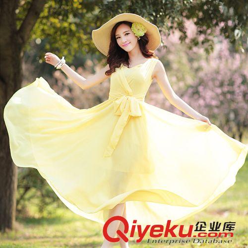 波西米亞連衣裙 實(shí)拍2015 新款女裝夏季修身短袖 雪紡連衣裙子氣質(zhì)夏女長(zhǎng)裙