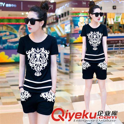 五月新品 夏季新款大碼運(yùn)動(dòng)休閑套裝女士顯瘦短袖運(yùn)動(dòng)服時(shí)尚純棉套裝原始圖片2