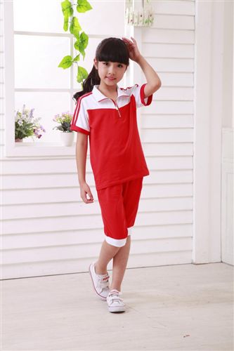 童裝 夏裝2015新款拼接短袖襯衫時(shí)尚校服班服童套裝廠家直銷童裝短袖原始圖片3