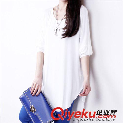歐美長(zhǎng)袖春裝 2015新款秋裝歐美風(fēng)寬松中長(zhǎng)款不對(duì)稱雪紡拼接打底衫女長(zhǎng)袖好質(zhì)量原始圖片2