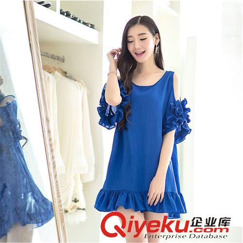 店長(zhǎng)推薦新品 2015新款新款胖mm韓版寬松顯瘦短袖雪紡連衣裙子夏