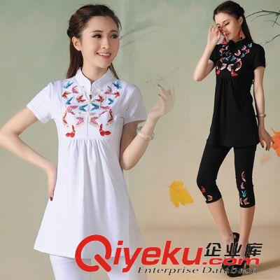 {新品推薦} 2015新款民族風精美蝴蝶繡花棉T大碼女裝寬松dmmm連衣裙