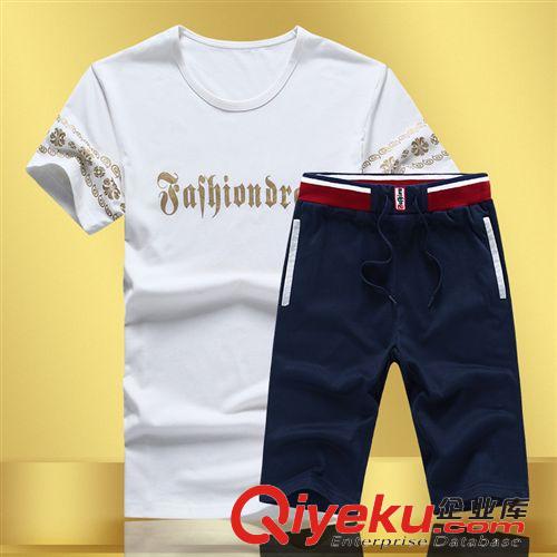 男式休閑套裝 夏季新款潮男士衛(wèi)衣套裝男夏天短袖休閑運動服大碼短褲套裝健身服