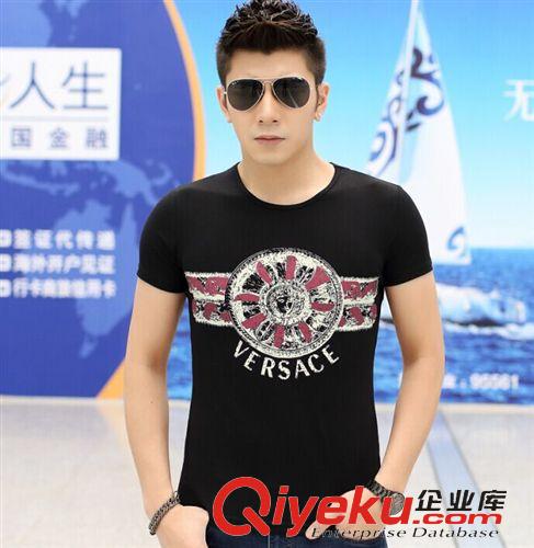 男式T恤 2015短袖男夏季圓領(lǐng)純棉韓版新款t恤新品男式修身純色時尚男裝