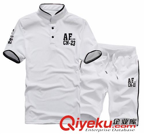 運(yùn)動、休閑套裝 2015夏季男式松緊腰休閑短褲男士立領(lǐng)短袖T恤青少年運(yùn)動休閑套裝原始圖片3