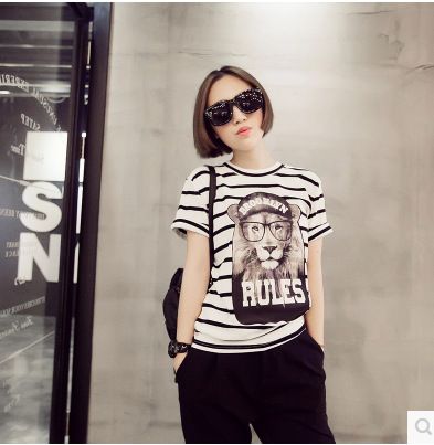 女式T恤 5037# 春夏新款韓國短袖T恤 米奇卡通寬松休閑T情侶款班服女