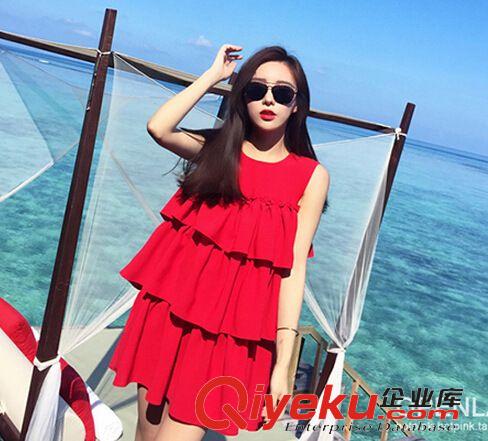 5月新款 7189# 夏季新款女神范 寬松顯瘦層層木耳雪紡連衣裙原始圖片2