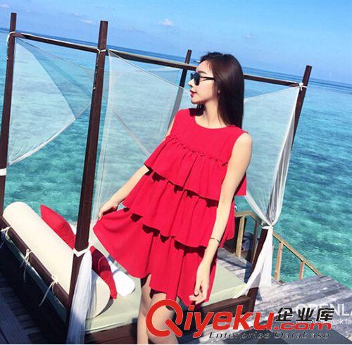 5月新款 7189# 夏季新款女神范 寬松顯瘦層層木耳雪紡連衣裙原始圖片3