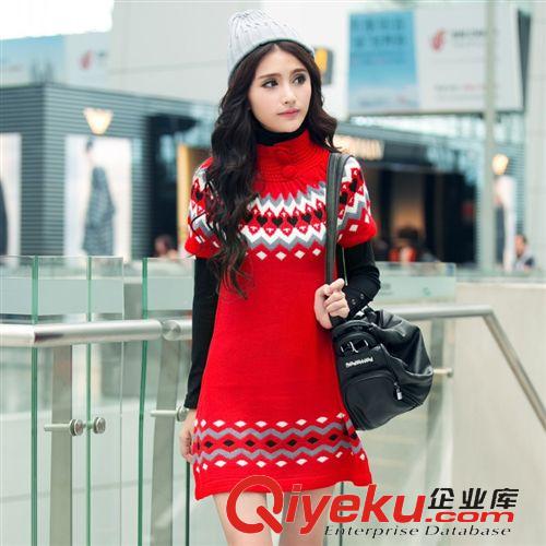 女式風(fēng)衣 2015新款女裝時(shí)尚氣質(zhì)韓版中長款短袖立領(lǐng)外套毛衣女原始圖片3