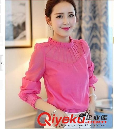 女式襯衫 女式襯衫長袖2015春裝新款韓版氣質(zhì)修身中長款襯衣時(shí)尚百搭上衣女