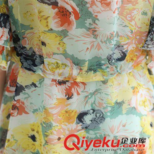 女士蕾絲衫 雪紡衫專區 1404#韓國新款女式大碼圓領短袖打底衫小碎花春夏裝雪紡衫原始圖片3