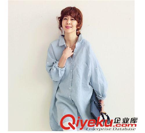 女士襯衫專區(qū) 1260#2015夏裝新款韓版雪紡衫新長(zhǎng)袖寬松襯衫 中長(zhǎng)款大碼女裝襯衣