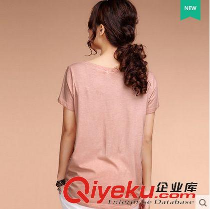 棉麻專區 1441#2015夏裝新款拼接復古上衣 做舊寬松棉麻短袖t恤女原始圖片2