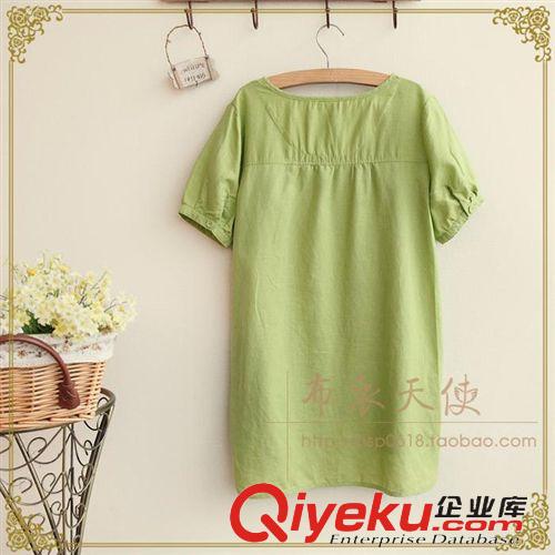 棉麻專區 1449#新款日系小清新棉麻女裝大碼刺繡民族風上衣森女系短袖t恤