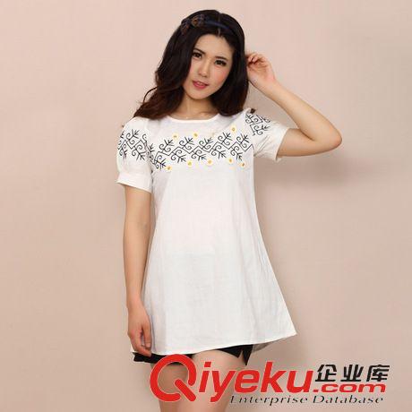 棉麻專區(qū) 1416#夏裝可愛日系清新寬松刺繡花朵白色學(xué)院風(fēng)短袖棉麻連衣裙