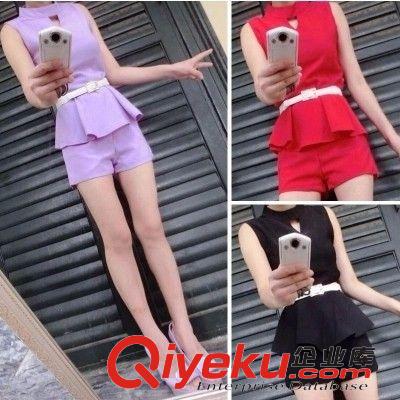 五月新款 歐洲站2015新款名媛印花T恤上衣棉麻九分褲時尚套裝 女夏 8739