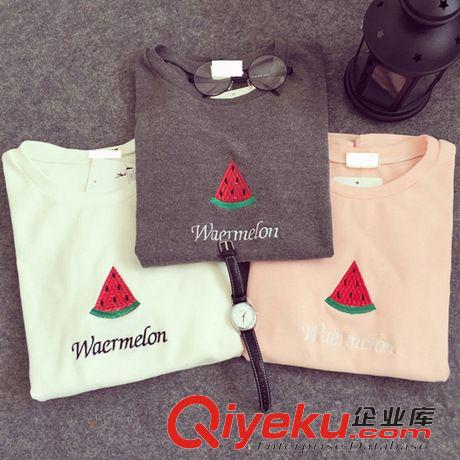 四月新款 8231#春夏新款韓版短袖圓領(lǐng)套頭棉質(zhì)刺繡水果系列短袖T恤女原始圖片2