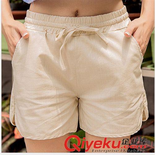【棉麻專區】 8586#韓版糖果色松緊亞麻休閑寬松短褲女夏季潮 棉麻學生顯瘦褲原始圖片3