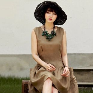 【棉麻專區(qū)】 8489春夏新款棉麻韓版修身無袖亞麻連衣裙背心打底裙女好質(zhì)量原始圖片3