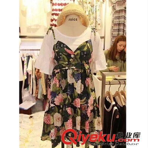 【韓國代購新品】 韓國代購2015新款女夏裝韓版寬松蕾絲拼接連衣裙女氣質(zhì)短裙潮8743