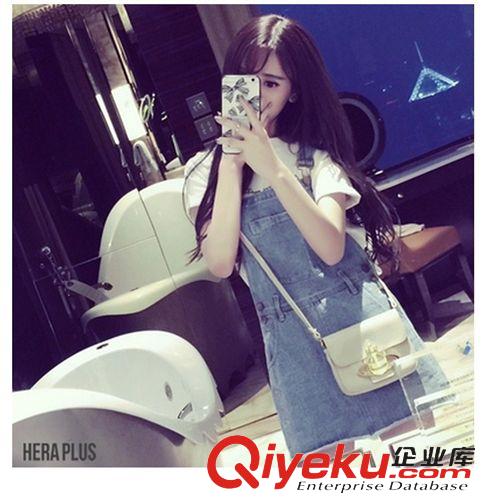 【牛仔專區】 2015 夏季新品 店主推薦 水洗牛仔 背帶裙 8774