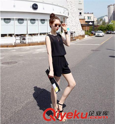 2015店長推薦 2015夏季新款韓版雪紡連體褲 時尚大碼寬松背心女裝連體短褲批發原始圖片2