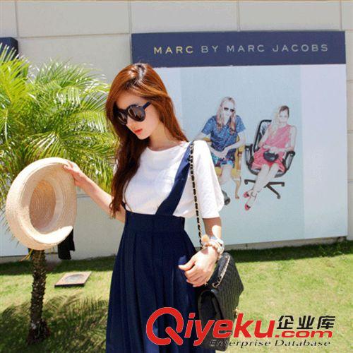 半身裙 2015夏裝新款 甜美時尚半身裙 雪紡背帶百褶長裙女批發(fā)原始圖片2