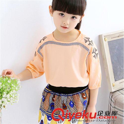 連衣裙 2015新民族童套裝女童夏裝數(shù)碼印花兩件套中大童兒童童裝一件代發(fā)