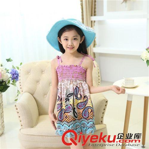 連衣裙 童裝夏季新品兒童波西米亞吊帶長裙女童碎花連衣裙批發(fā)一件代發(fā)