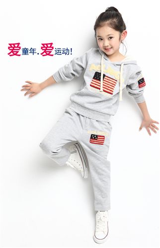 春裝 2015童裝秋款批發(fā)中大童兒童套裝衛(wèi)衣繡花兩件套運(yùn)動(dòng)裝一件代發(fā)原始圖片3
