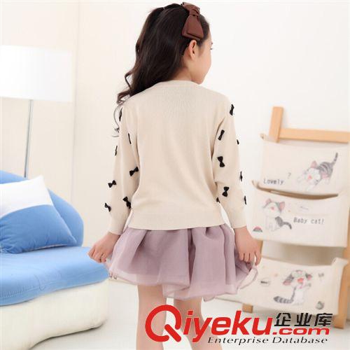 春裝 2015春款新品 {dj2}定制小香風(fēng)手工蝴蝶結(jié)親子針織開衫外套 空調(diào)衫原始圖片2