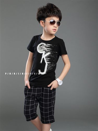 夏裝 夏款童裝新款韓版兒童套裝批發(fā)CKJ中大童男童運動套裝一件代發(fā)原始圖片2
