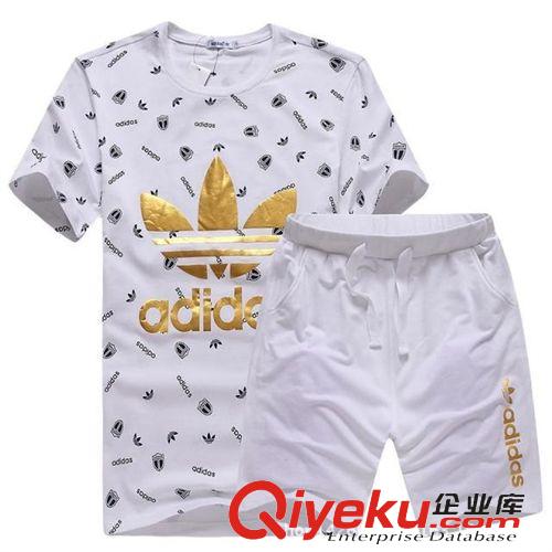 夏裝套裝 廠家直銷爆款夏季男式衛衣套裝潮青少年休閑短袖T恤運動短褲套裝