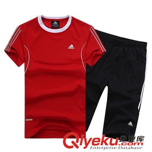 夏裝套裝 廠家直供2015夏季新款品牌圓領(lǐng)運(yùn)動(dòng)服男短袖純棉T恤戶外運(yùn)動(dòng)套裝原始圖片3