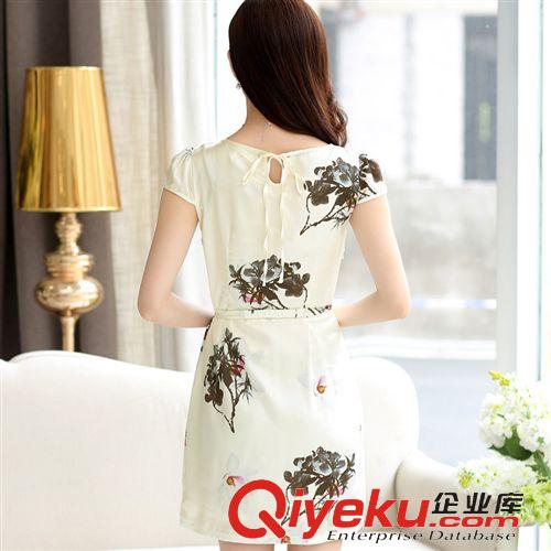 連衣裙專區(qū) 2015女新款夏季重磅印花品牌真絲連衣裙大碼修身顯瘦包臀裙