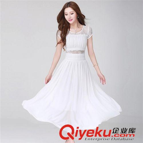 波西米亞裙 夏季新款gd短袖女連衣裙波西米亞時(shí)尚性感收腰雪紡長裙
