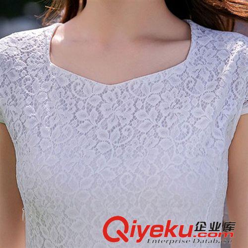 波西米亞裙 2015夏長裙氣質修身顯瘦雪紡拼接蕾絲大擺簡約裙 女