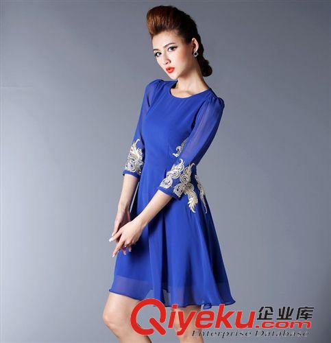 大碼女裝 新款女夏裝韓國(guó)代購(gòu)顯瘦大碼女裝寬松顯瘦水墨花朵印花連衣裙