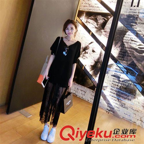 下裝 夏季新款 韓版性感ts網紗裙蕾絲鉤花長裙假兩件短褲裙半身裙子原始圖片2