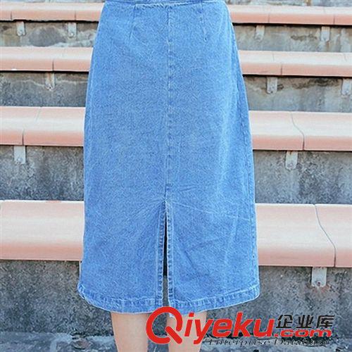 下裝 韓國(guó)stylenanda 高腰牛仔長(zhǎng)裙時(shí)尚折疊搭扣半身裙女一件代發(fā)原始圖片3