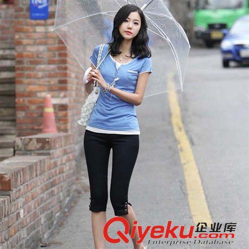 下裝 2015夏季韓版下裝胖MM女褲彈力大碼七分褲女夏顯瘦中褲休閑褲原始圖片2