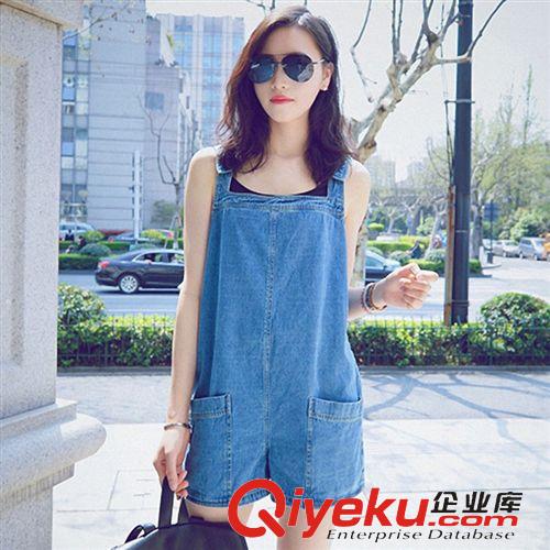 下裝 夏季新款牛仔背帶短褲韓版百搭顯瘦連體短褲吊帶背帶褲女一件代發(fā)