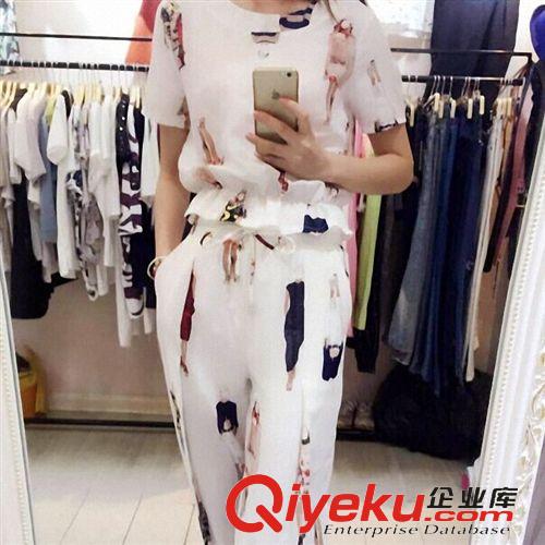 套裝 新款女士休閑棉麻套裝小香風(fēng)七分褲+短袖上衣兩件套修身一件代發(fā)