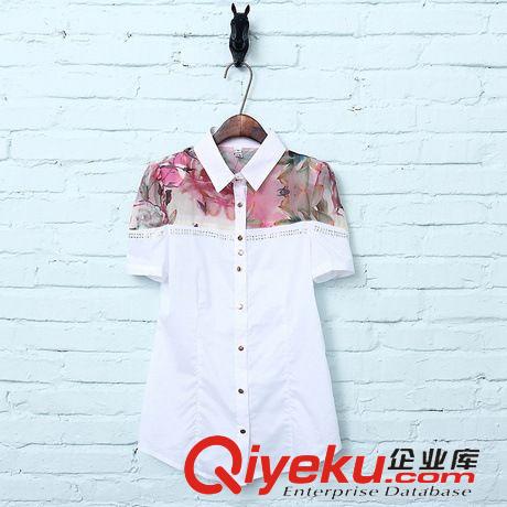 熱賣爆款推薦 鎮店之寶 2015夏裝新款女裝精品韓版襯衣女式短袖印花棉襯衫原始圖片3